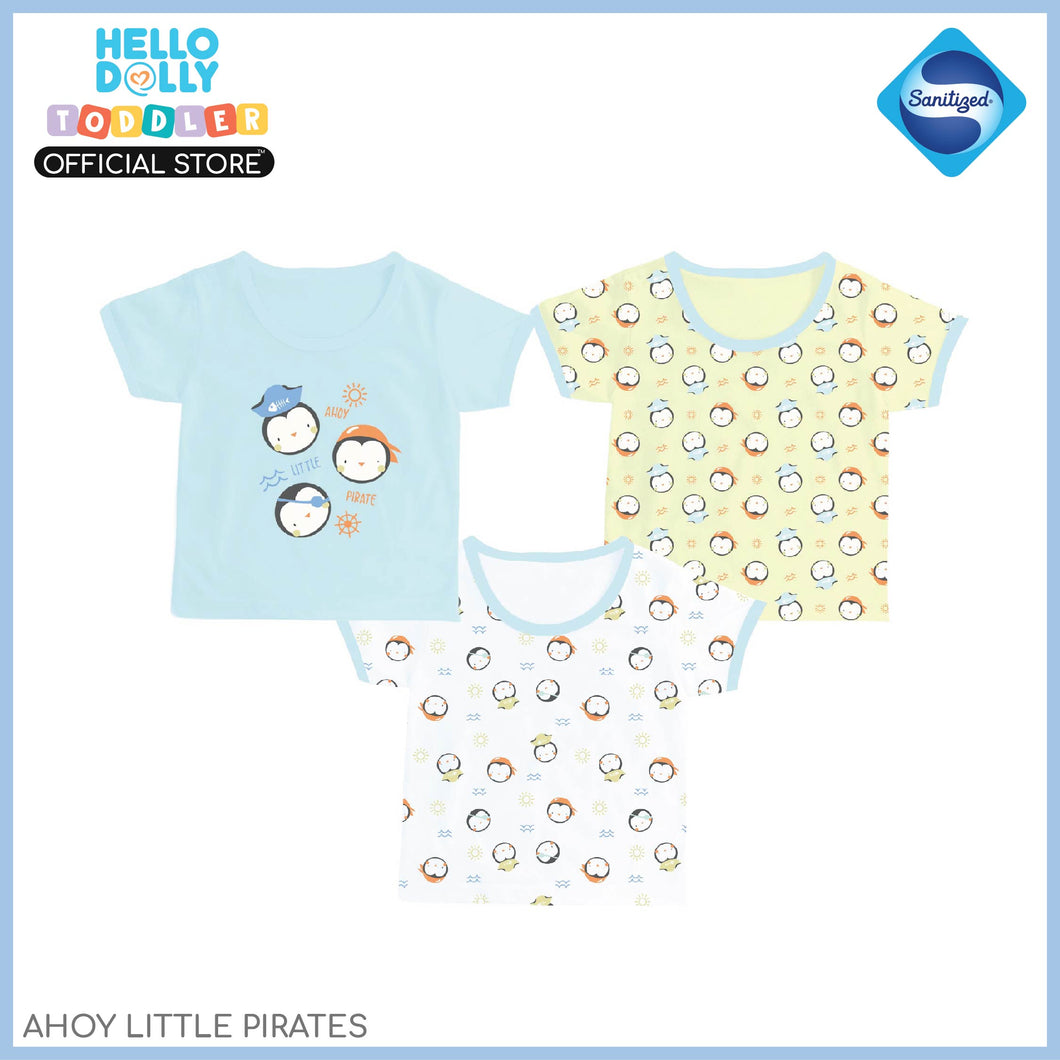Hello Dolly Toddler Sanitized pack of 3's  (Ahoy little Pirates) | Kids Wear