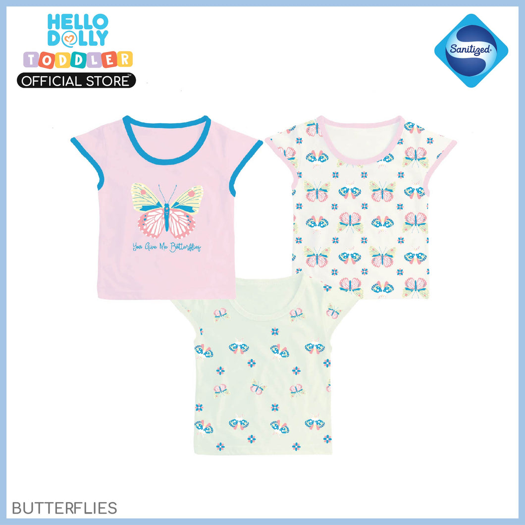 Hello Dolly Toddler Sanitized pack of 3's ( Butterflies ) | Kids Wear