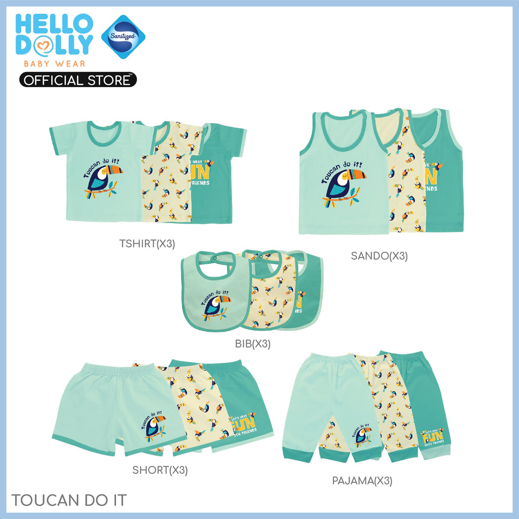 Hello Dolly Sanitized Baby Wear pack of 3's  ( Toucan Do It ) | Infants Wear