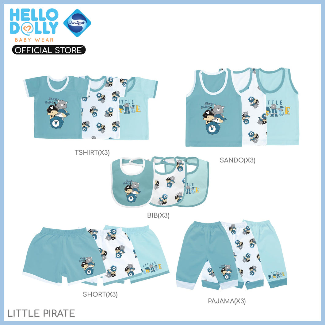 Hello Dolly Sanitized Baby Wear pack of 3's  ( Little Pirate ) | Infants Wear