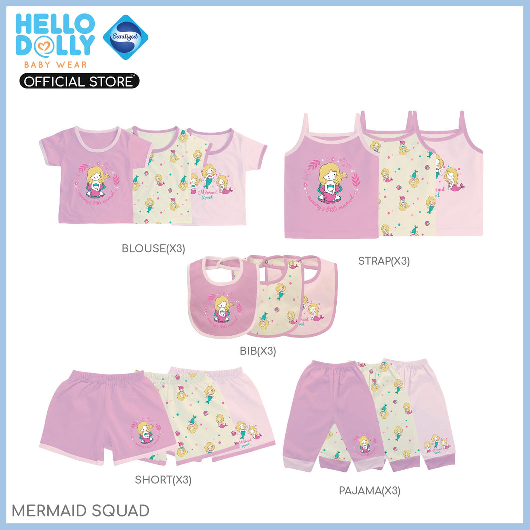 Hello Dolly Sanitized Baby Wear pack of 3's  ( Mermaid Squad ) | Infants Wear